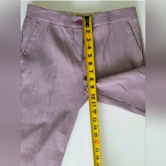 Etro Women's Striped Straight-Leg Capri Pants, Lilac/White Cotton/Spandex Sz 38 - Picture 7 of 16